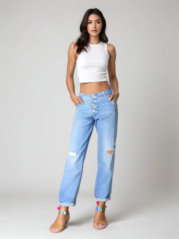 Jeans Sabrina  Elasticizzato Strappato