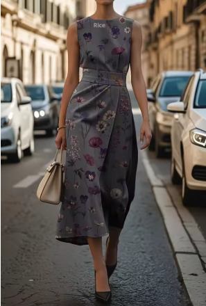 Abito vintage con stampa floreale