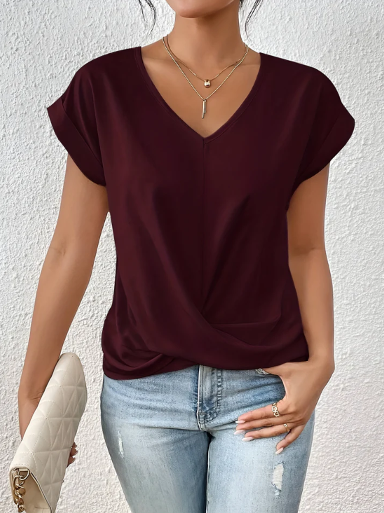 Sofia T-shirt casual con scollo a V a cuore
